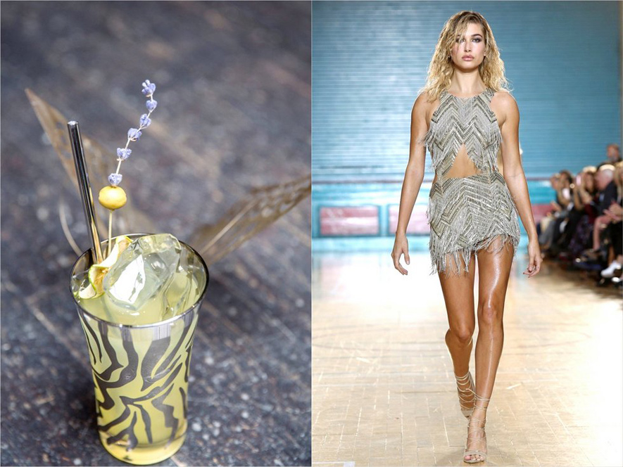Digital Marketing Campaign in collaborartion with Skyy vodka cocktail creation for Hailey Baldwin Dress by Julien MacDonald